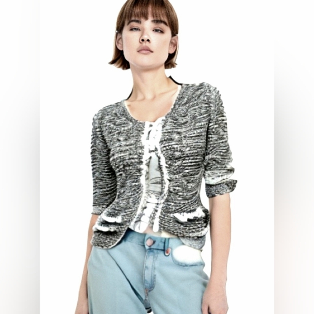 Women's Gray Textured Cardigan
